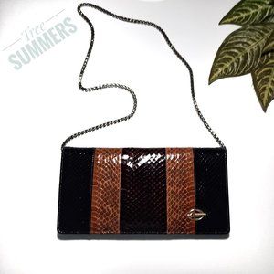 M.B.N.R. Leather Snakeskin Purse/Clutch w/Chain